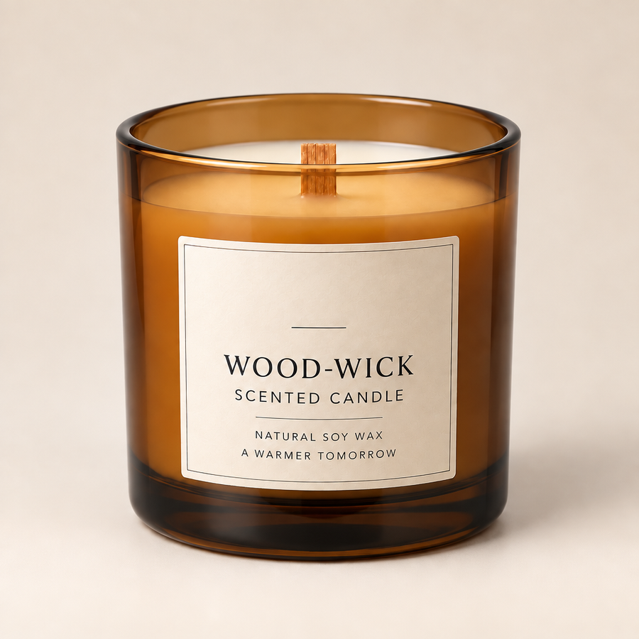 Qelmaviq™ Wood-Wick Scented Candle hero
